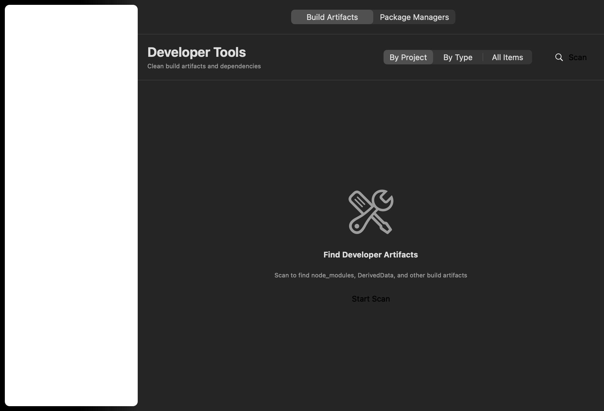 MacSweep developer tools cleanup screen